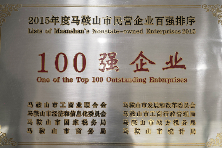 2015年度榮獲市民營企業百強（qiáng）企（qǐ）業
